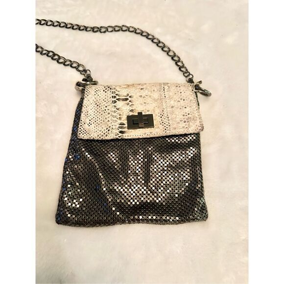 whiting and davis snake skin cross body chain link bag - Picture 3 of 5
